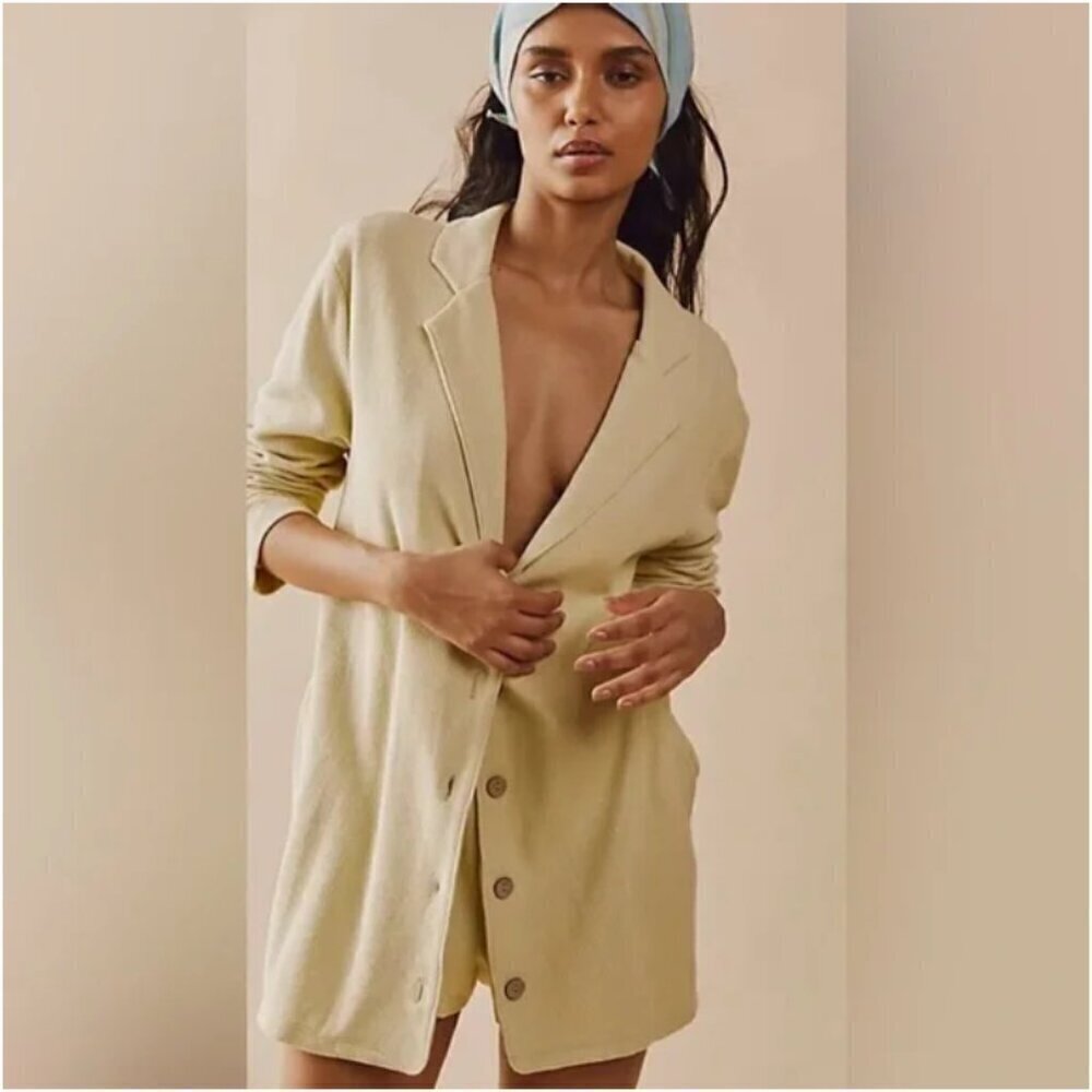 Free People Beach Lizzie green blazer romper  new without tags size large